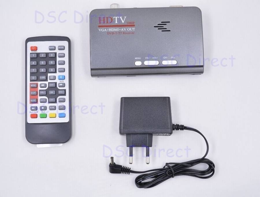 Digital Terrestrial HD 1080P DVB-T/T2 TV Box VGA AV CVBS Tuner Receiver w/ Remote Control (Grey)..!