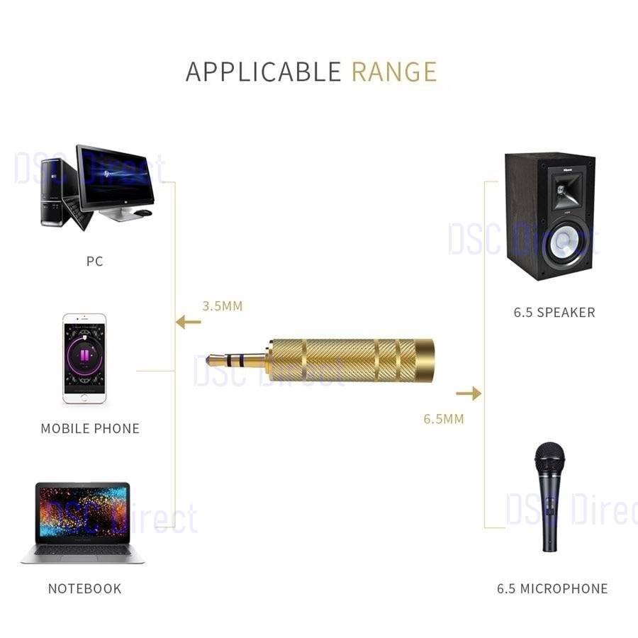 3.5mm Plug to 6.35mm Jack Conversion Gold-Plated Audio Adapter (Gold)..!