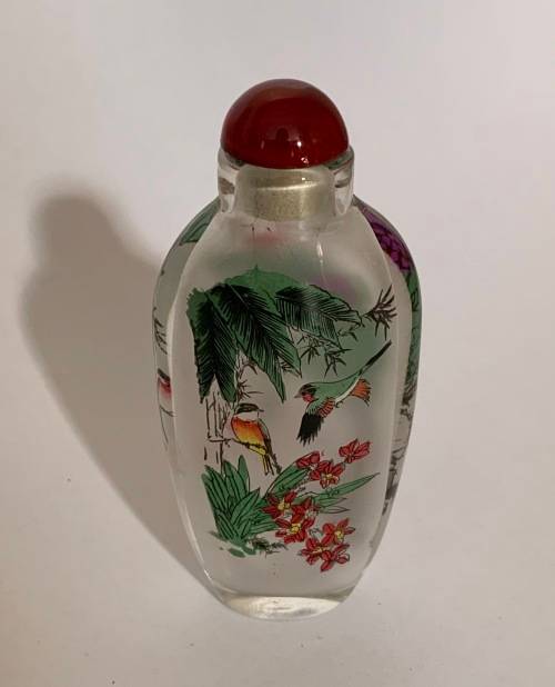 Reverse Painted Oriental Glass Snuff Bottle