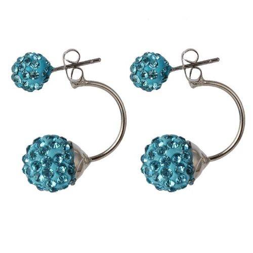 ***UNIQUE!!!***Round Disco Ball Rhinestone Crystal Double Sided Stud Earrings!