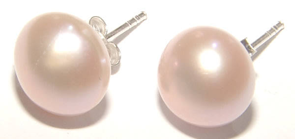 GORGEOUS FRESHWATER PEARL STUD EARRINGS SET IN SOLID .925 STERLING SILVER!