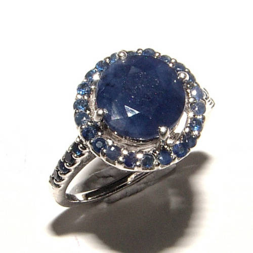 PURE PERFECTION! SOLID .925 STERLING SILVER RING WITH NATURAL SAPPHIRES!