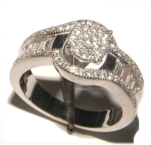 PURE PERFECTION! SOLID .925 STERLING SILVER RING WITH CREATED DIAMONDS!