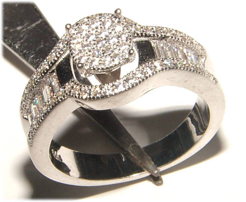 PURE PERFECTION! SOLID .925 STERLING SILVER RING WITH CREATED DIAMONDS!