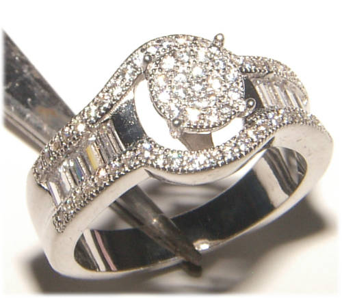 PURE PERFECTION! SOLID .925 STERLING SILVER RING WITH CREATED DIAMONDS!