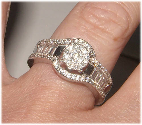 PURE PERFECTION! SOLID .925 STERLING SILVER RING WITH CREATED DIAMONDS!