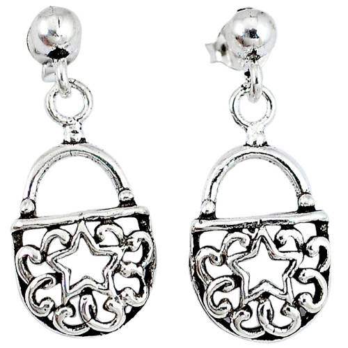 BEAUTIFUL SOLID STERLING SILVER INDONESIAN BALI STYLE SEXY PURSE EARRINGS!!!