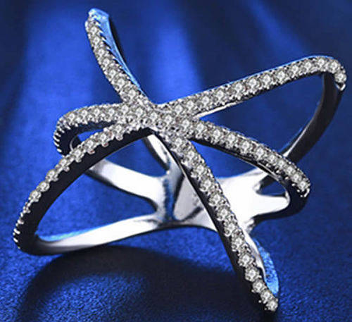 STUNNING SAPPHIRE18K WHITE GOLD FILLED DRESS RING