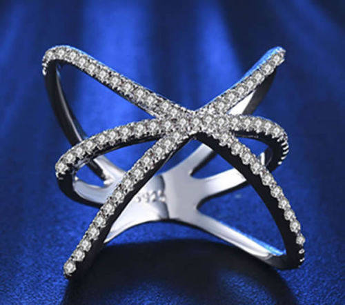 STUNNING SAPPHIRE18K WHITE GOLD FILLED DRESS RING