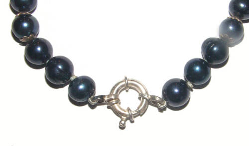 Navy Blue Freshwater Pearls with Solid Sterling Silver Clasp and Spacers