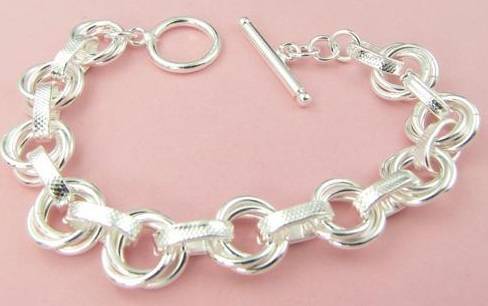 ***L@@@@K!!*** STUNNING STERLING SILVER TOGGLE BRACELET!!