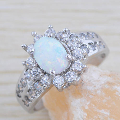 ***NATURAL GEMSTONES!!!***STUNNING NATURAL FIRE OPAL & DIAMOND STERLING SILVER RING!!!