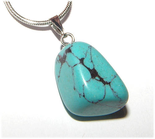 STUNNING NATURAL TURQUOISE DRUM STONE PENDANT!!