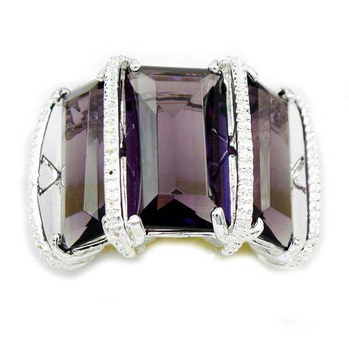 ***WOAW!!!***STUNNING AMETHYST GEMSTONES IN STERLING SILVER RING!!!