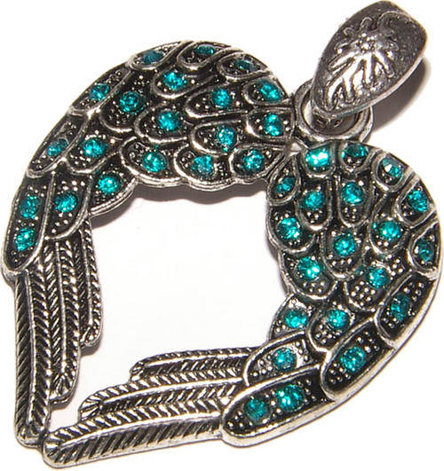 ***NEW STOCK!!!*** CRYSTAL ANGEL WINGS HEART ENHANCER WITH OPENING BAIL!