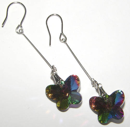 ***NEW!*** BEAUTIFUL ALPACA SILVER CRYSTAL DANGLING  EARRINGS!!!