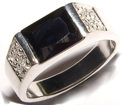 ***GORGEOUS!!***NATURAL ONYX AND DIAMOND SOLID STERLING SILVER MEN'S RING!