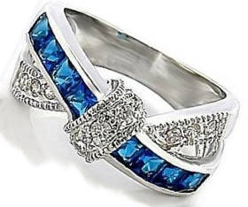 ***WOAW!!!***STUNNING SAPPHIRES AND DIAMONDS WHITE GOLD RING!!!