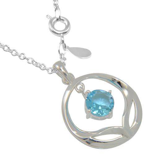 SWEET TOPAZ STERLING SILVER CIRCLE OF LIFE PENDANT WITH CHAIN!!