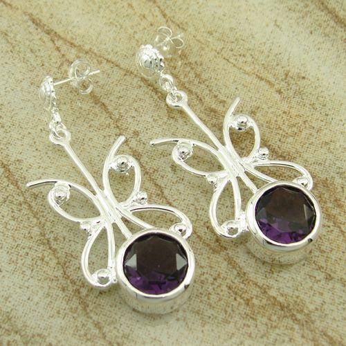 ***NATURAL GEMSTONES!!!***STUNNING AMETHYSTS IN STERLING SILVER EARRINGS!!!