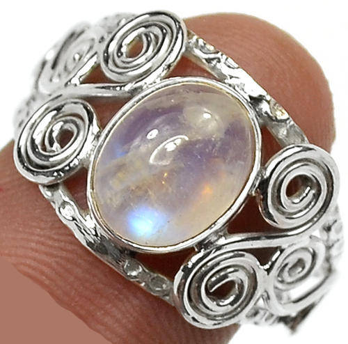 ***WOAW!!!*** GORGEOUS RAINBOW MOONSTONE  IN SOLID STERLING SILVER RING!!!
