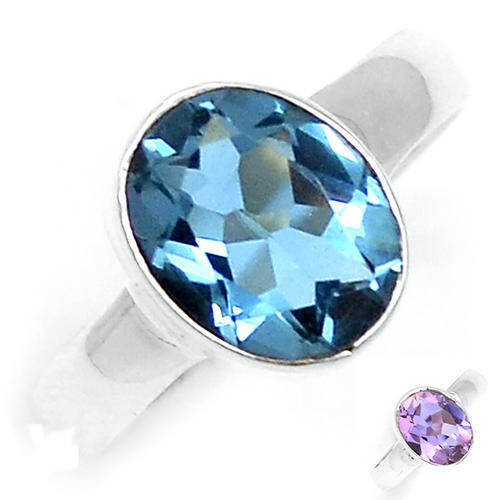 ***WOAW!!!*** SPARKLING COLOURCHANGE ALEXANDRITE GEMSTONE IN SOLID STERLING SILVER RING!!!