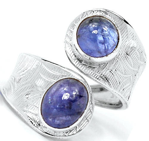 ***GORGEOUS!!!***STUNNING NATURAL TANZANITE GEMSTONES IN SOLID STERLING SILVER RING!!!