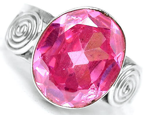 ***WOAW!!!*** SPARKLING PINK TOPAZ IN SOLID STERLING SILVER RING!!!