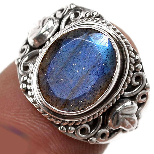 ***UNUSUAL GEMSTONE!!!***STUNNING NATURAL LABRADORITE IN SOLID STERLING SILVER RING!!!