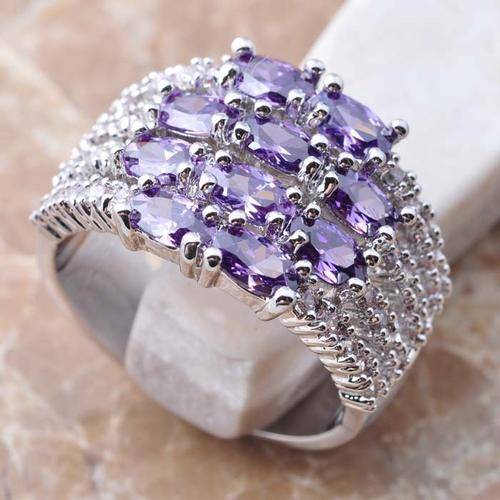 **BEAUTIFUL** SPARKLING AMETHYST CLUSTER RING - EXCEPTIONAL QUALITY!