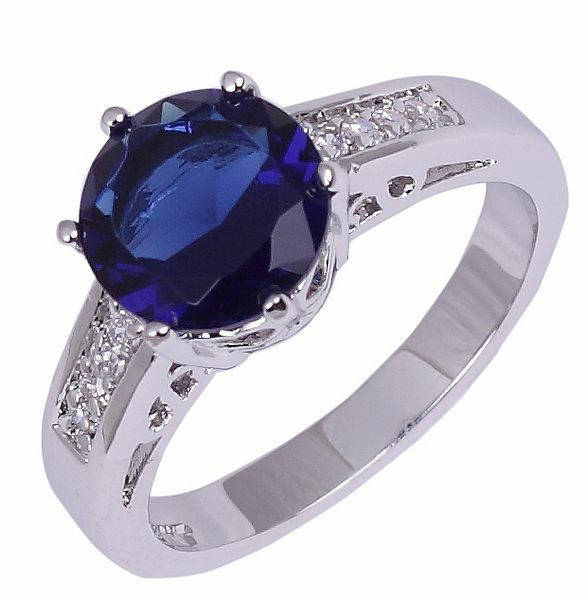 ***GORGEOUS***STUNNING SAPPHIRE WHITE GOLD SOLITAIRE RING!!!