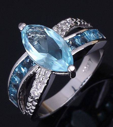 ***WOAW!!!***STUNNING AQUA BLUE AQUAMARINE COCKTAIL DRESS RING!!!
