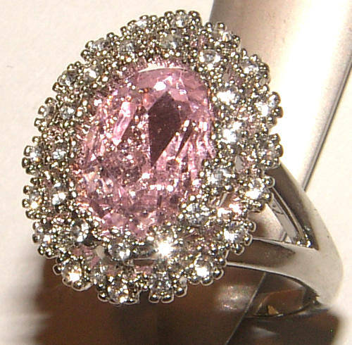 ***GORGEOUS!!***SUNKEN PINK ICE AND WHITE CZ CLUSTER RING!!!
