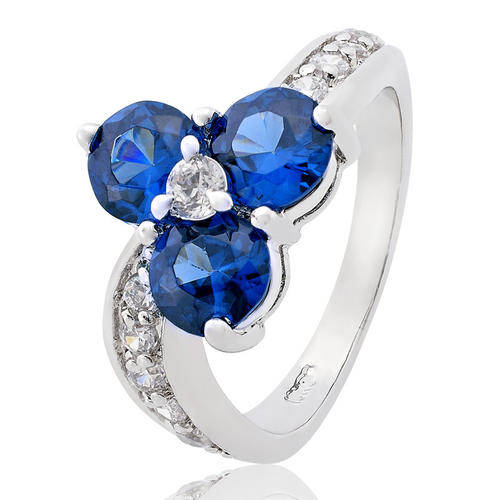 ***SWEET!!!*** GORGEOUS SAPPHIRE CUBIC ZIRCONIA IN WHITE GP COCKTAIL RING!!!