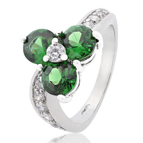 ***SWEET!!!*** GORGEOUS EMERALD CUBIC ZIRCONIA IN WHITE GP COCKTAIL RING!!!