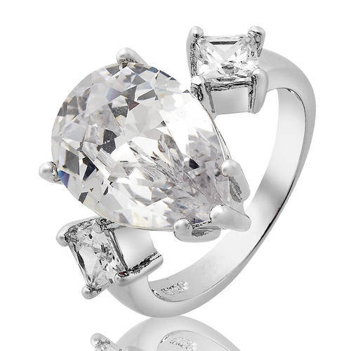 ***SWEET!!!*** GORGEOUS CUBIC ZIRCONIA IN WHITE GP COCKTAIL RING!!!