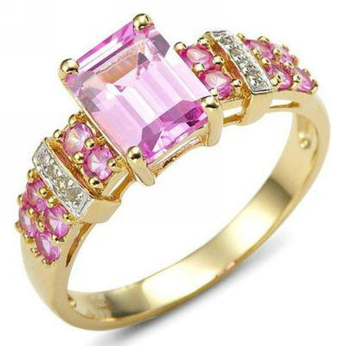 ***WOAW!!!***STUNNING PINK SAPPHIRE GOLD FILLED DRESS RING!!!