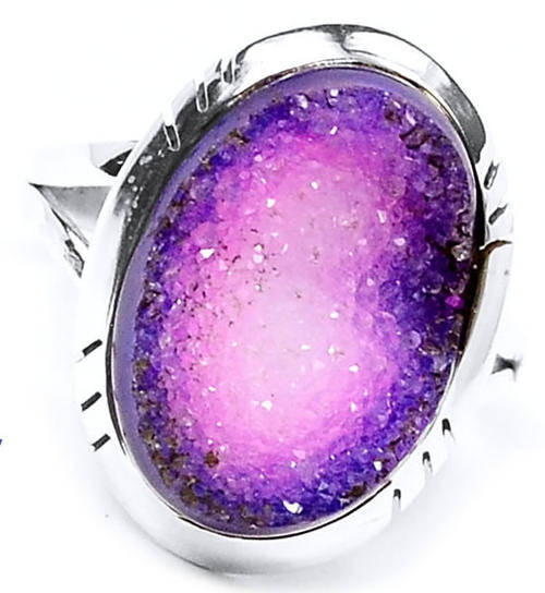 ***GORGEOUS!!!***STUNNING DRUZY AGATE IN SOLID STERLING SILVER RING!!!