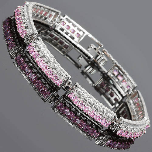 ***BEAUTIFUL ITEM!!***GORGEOUS PINK SAPPHIRE TENNIS  BRACELET!