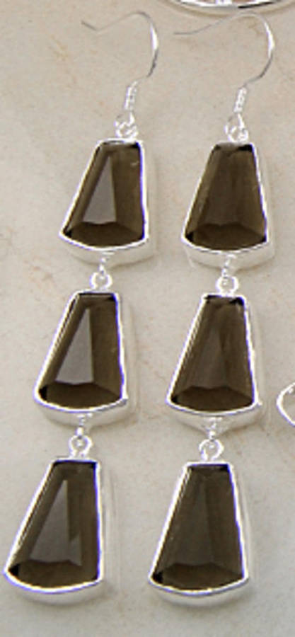 ***GORGEOUS AND NEW!!!***STUNNING SMOKEY QUARTZ IN STERLING SILVER EARRINGS!!!