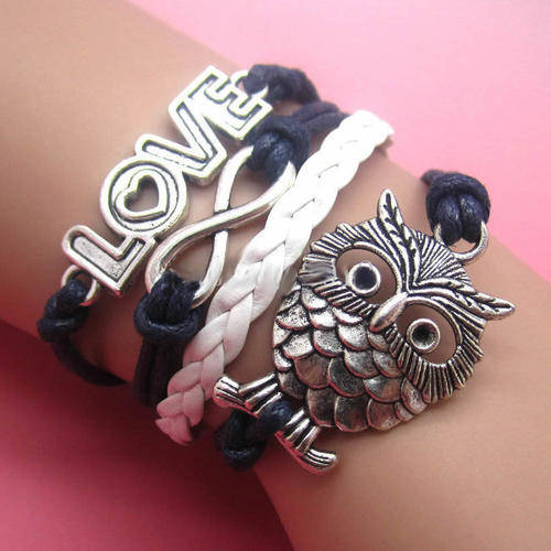 **GORGEOUS AND HOT!!***BEAUTIFUL LOVE, OWL INFINITY BRACELET!