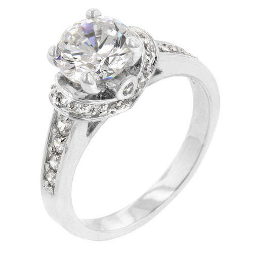 STUNNING DIAMOND SIMULANT RHODIUM SOLITAIRE RING!!!