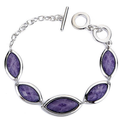 PRETTY PURPLE TURQUOISE INLAY SILVER TOGGLE BRACELET!!