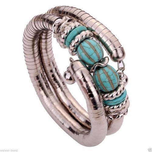 ***FARYTALE COLLECTION!! ELEGANT TIBETAN SILVER TURQUOISE WRAP AROUND BRACELET!!