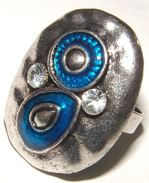 **ENAMEL RANGE**  BEAUTIFUL ADJUSTABLE RHINESTONE AND ENAMEL DRESS RING!