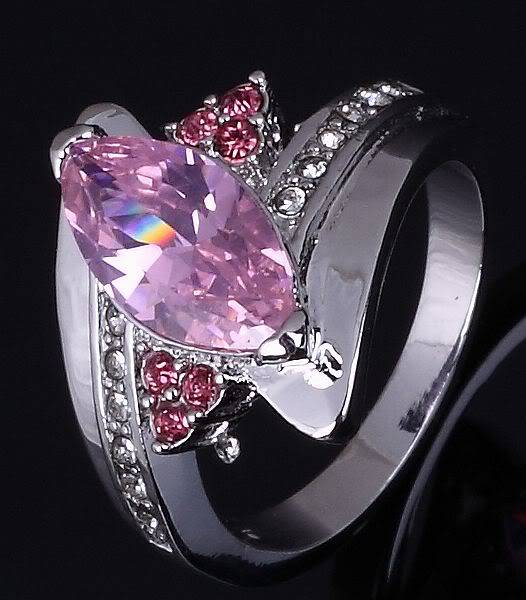 ***WOAW!!!***STUNNING PINK SAPPHIRES WHITE GOLD DRESS RING!!!
