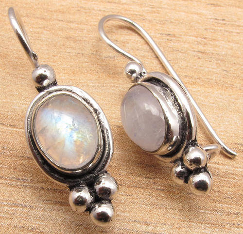 IMPORTED FROM INDIA!! - GORGEOUS MOONSTONES STERLING SILVER EARRINGS!!