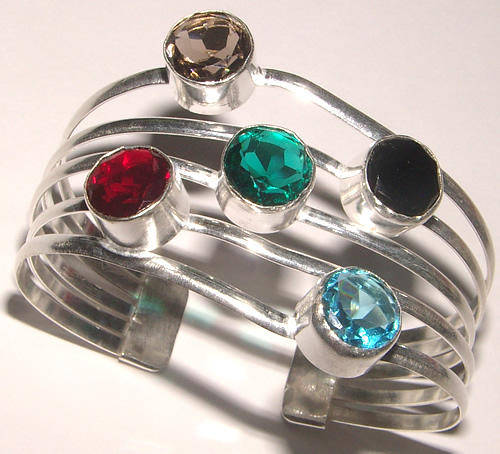 ***INDIA RANGE*** BEAUTIFUL RAINBOW GEMSTONES IN STERLING SILVER BANGLE!!
