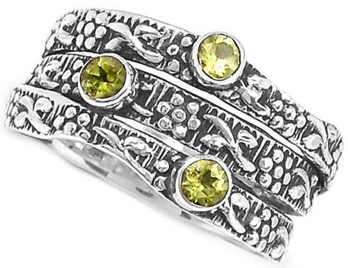***WOAW!!!*** GORGEOUS NATURAL PERIDOTS IN SOLID STERLING SILVER RING!!!