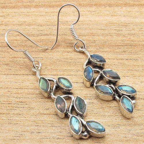 INDIA RANGE!! - GORGEOUS NATURAL LABRADORITES IN STERLING SILVER EARRINGS!!
